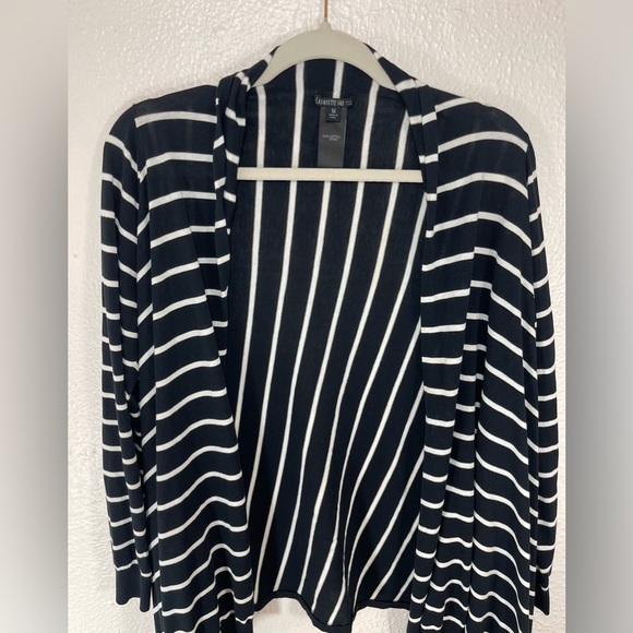 Lafayette 148 New York Striped Asymmetrical Cardigan Medium Minimalist Chic - Picture 2 of 10